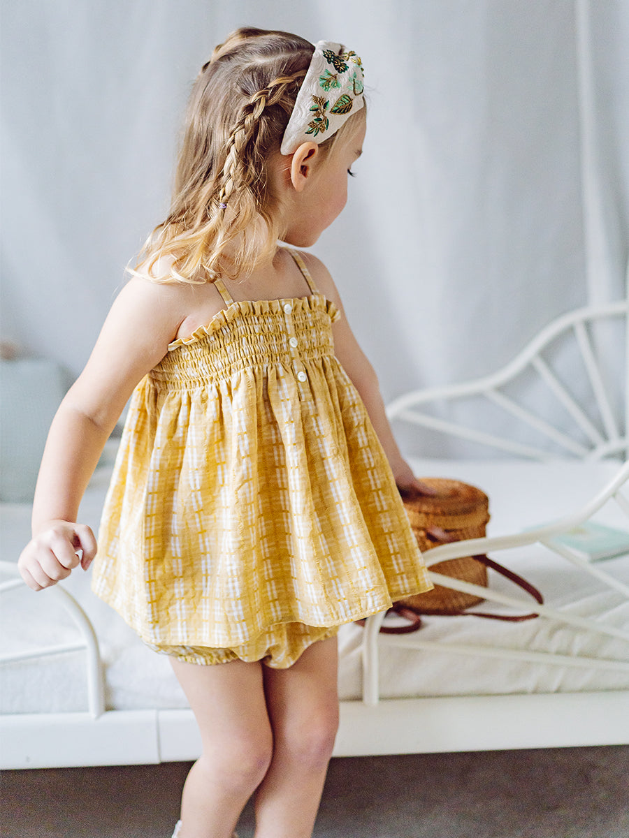 Vatican Top & Bloomers Set, Yellow Gingham – view 5