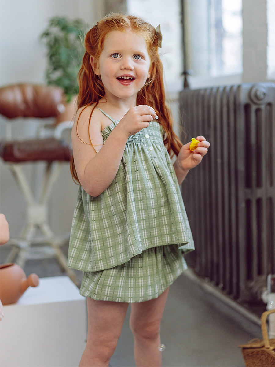 Vatican Top & Bloomers Set, Green Check – view 5