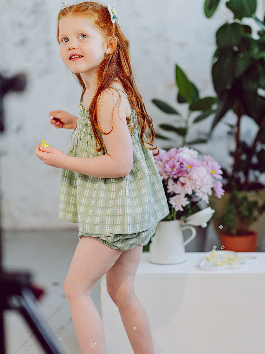 Vatican Top & Bloomers Set, Green Check – view 7