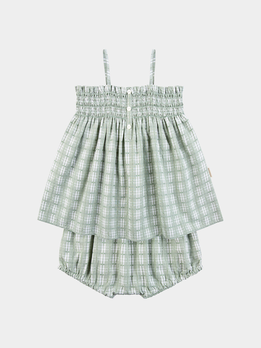 Vatican Top & Bloomers Set, Green Check – view 2