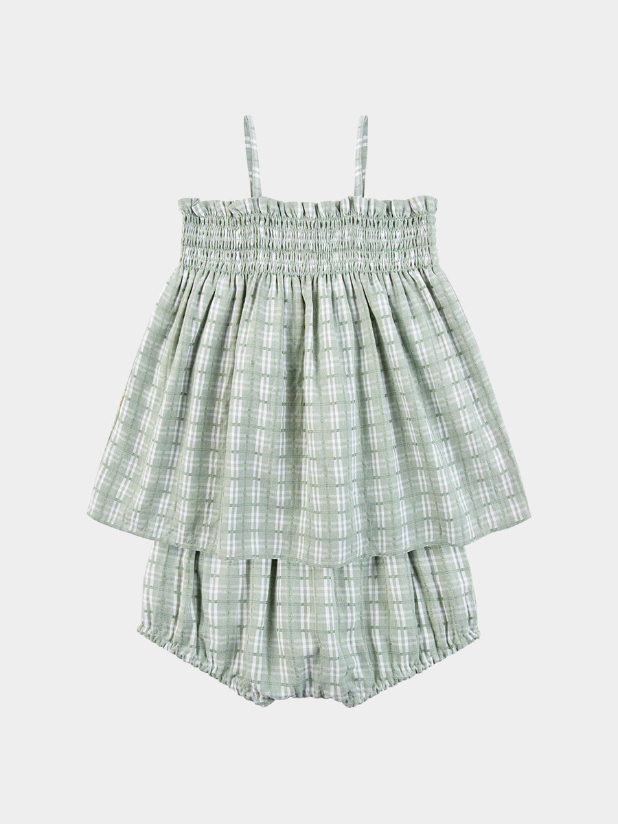 Vatican Top & Bloomers Set, Green Check – view 8