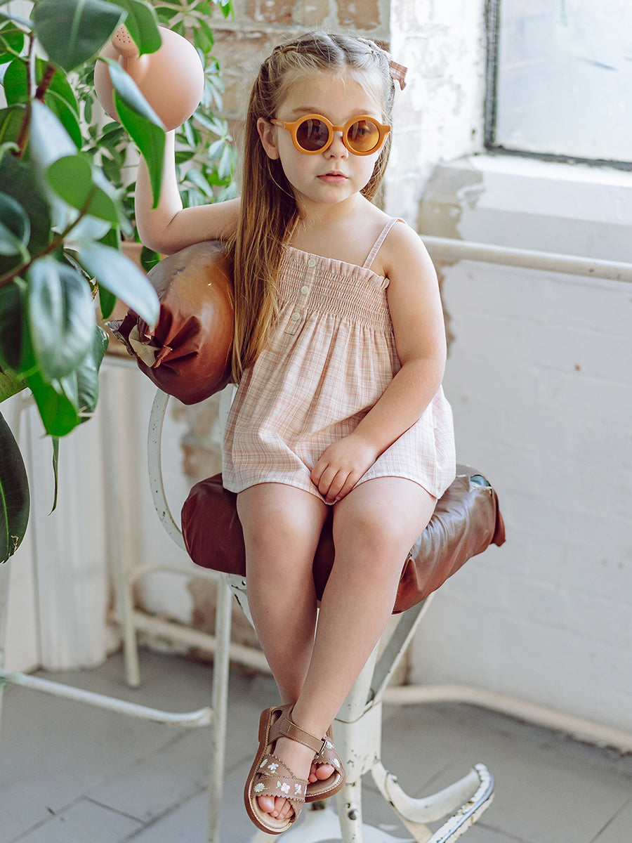 Vatican Top & Bloomers Set, Blush Plaid – view 3