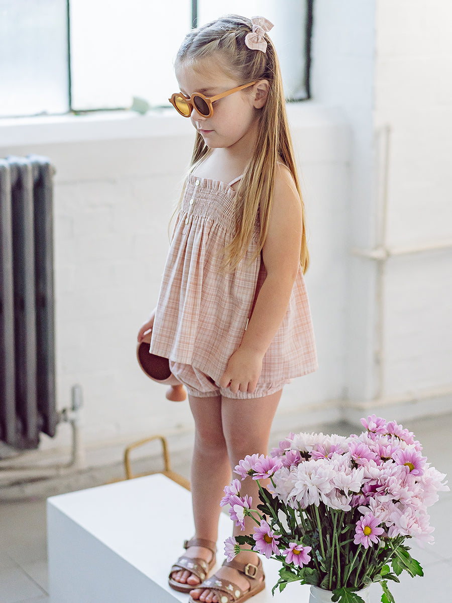 Vatican Top & Bloomers Set, Blush Plaid – view 4