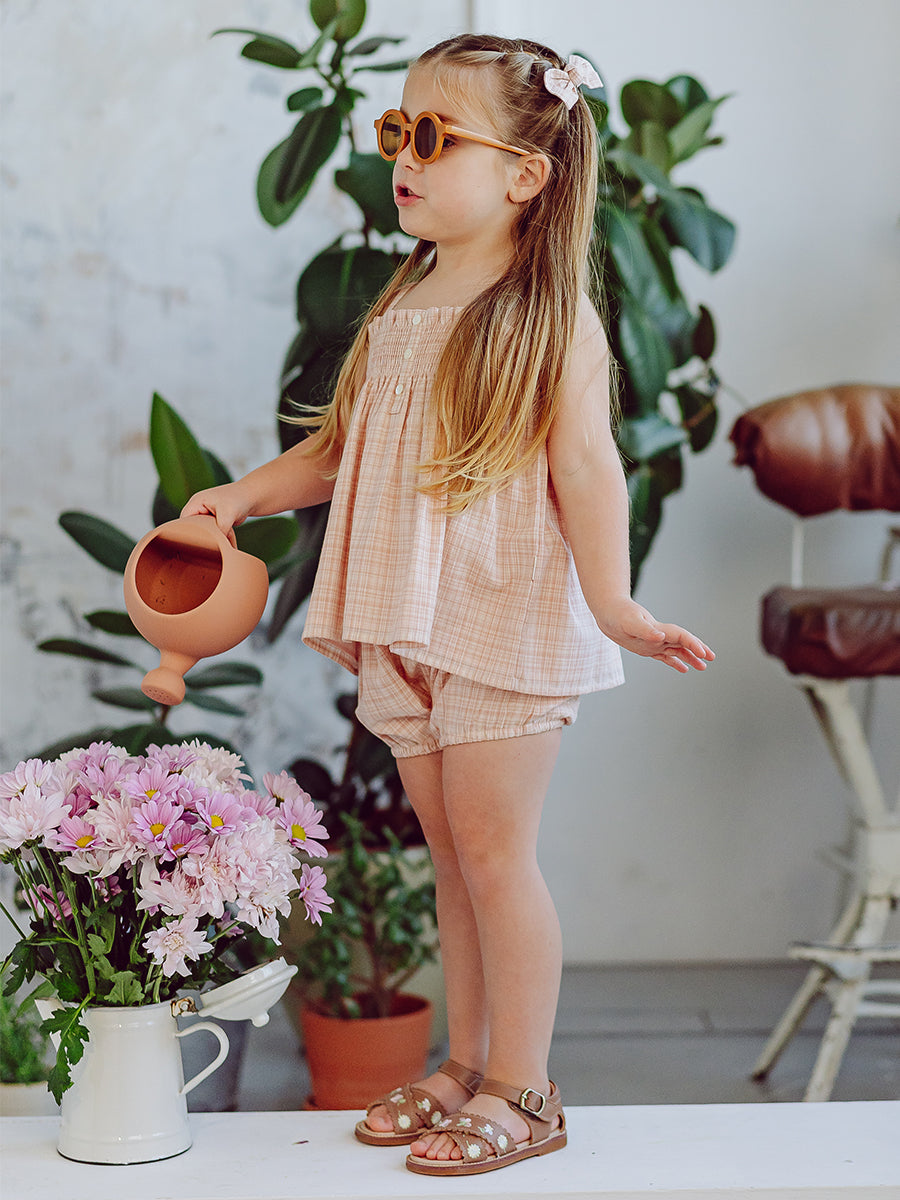 Vatican Top & Bloomers Set, Blush Plaid – view 5