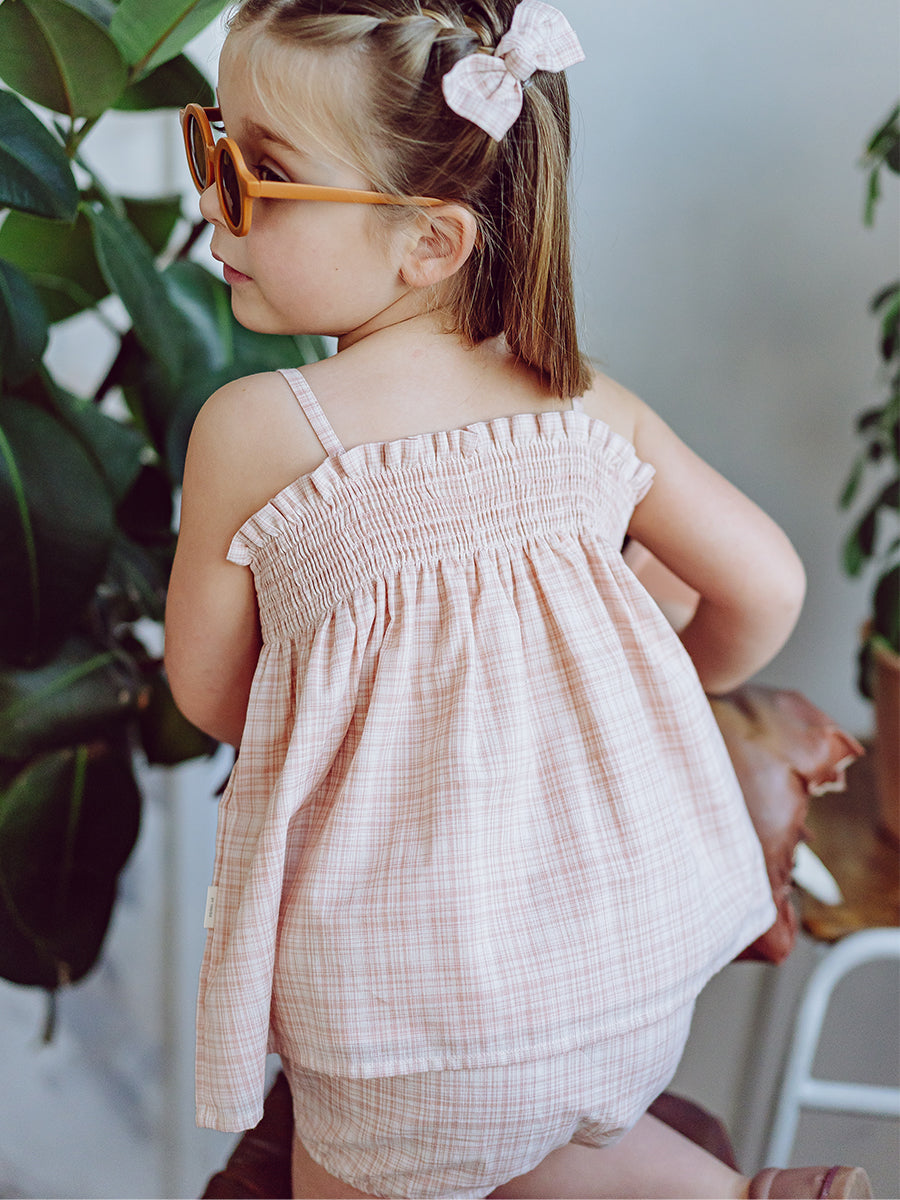 Vatican Top & Bloomers Set, Blush Plaid – view 7