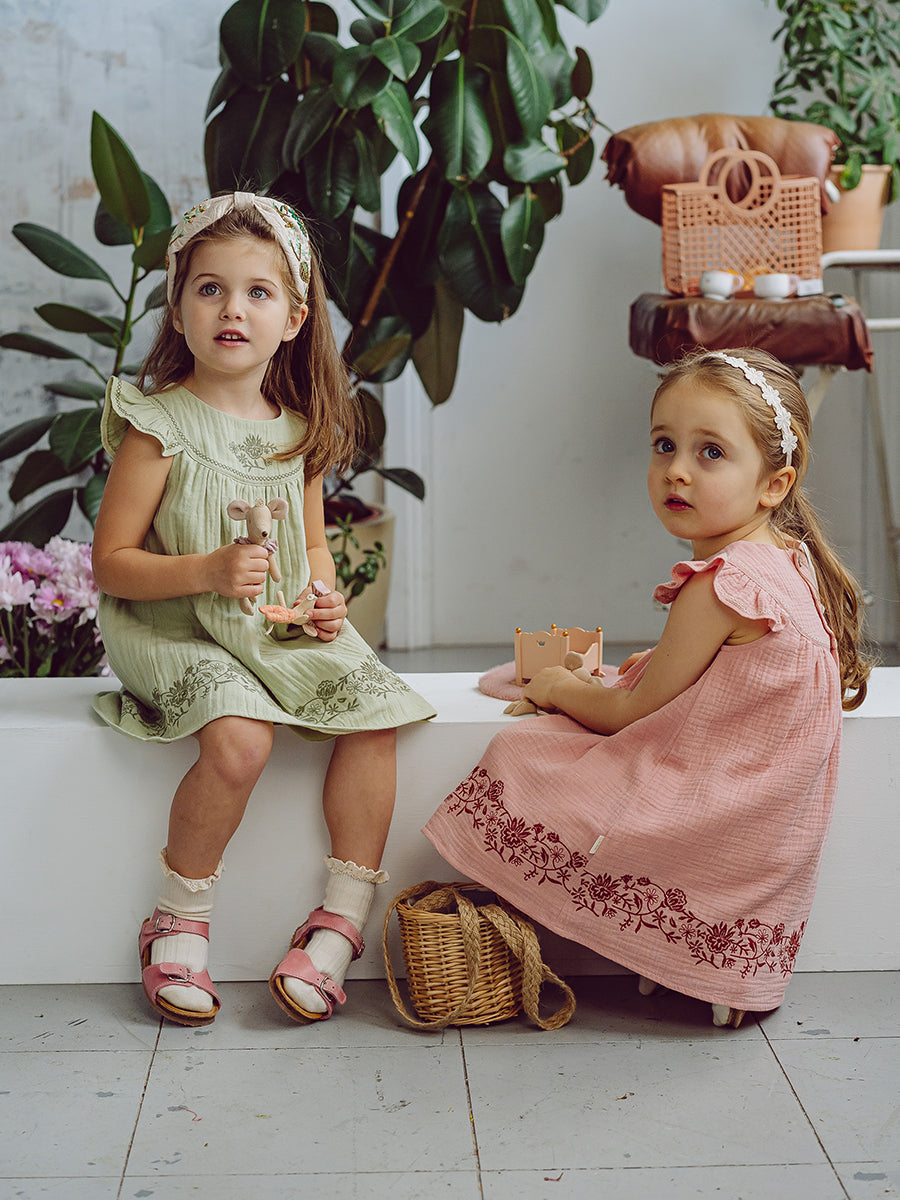 Getty Embroidered Dress, Misty Pink – view 6