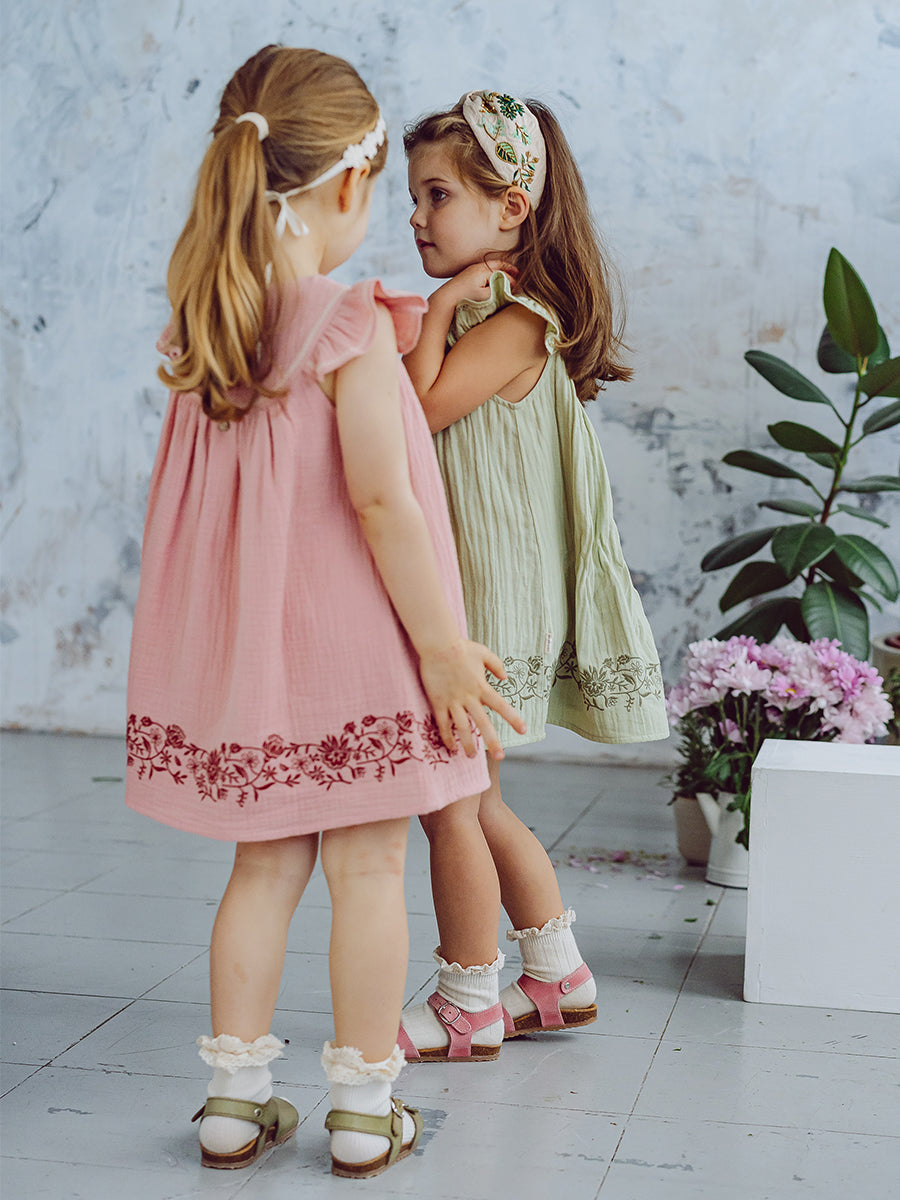 Getty Embroidered Dress, Misty Pink – view 5