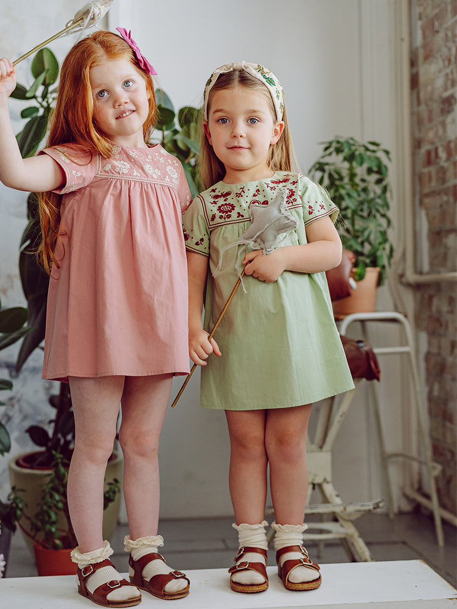 Minneapolis Embroydery Dress, Sakura Pink – Happyology