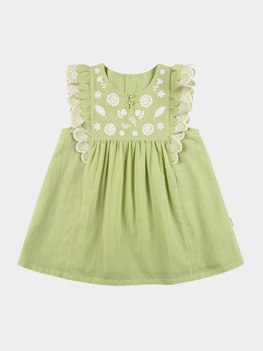 Uffizi Embroidery Dress, Apple Green – view 2