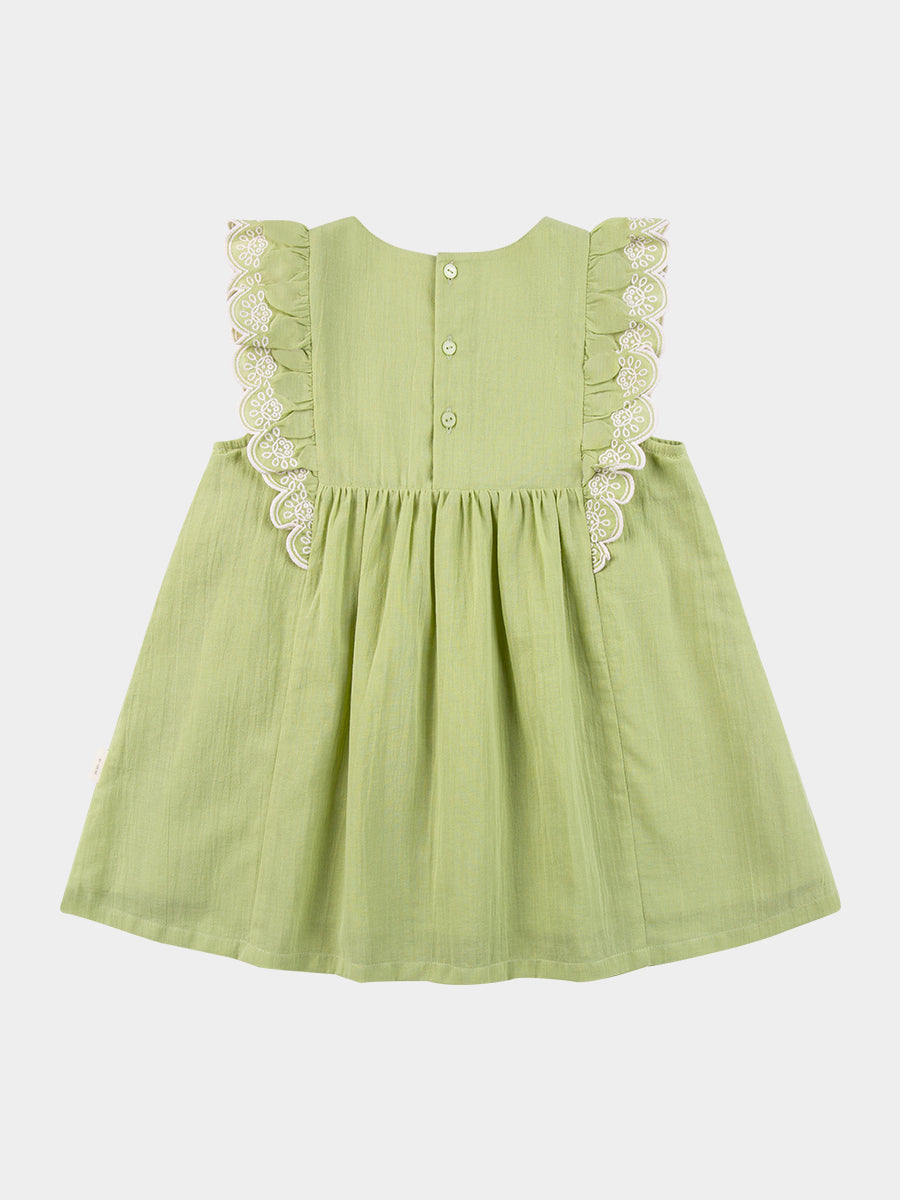 Uffizi Embroidery Dress, Apple Green – view 8