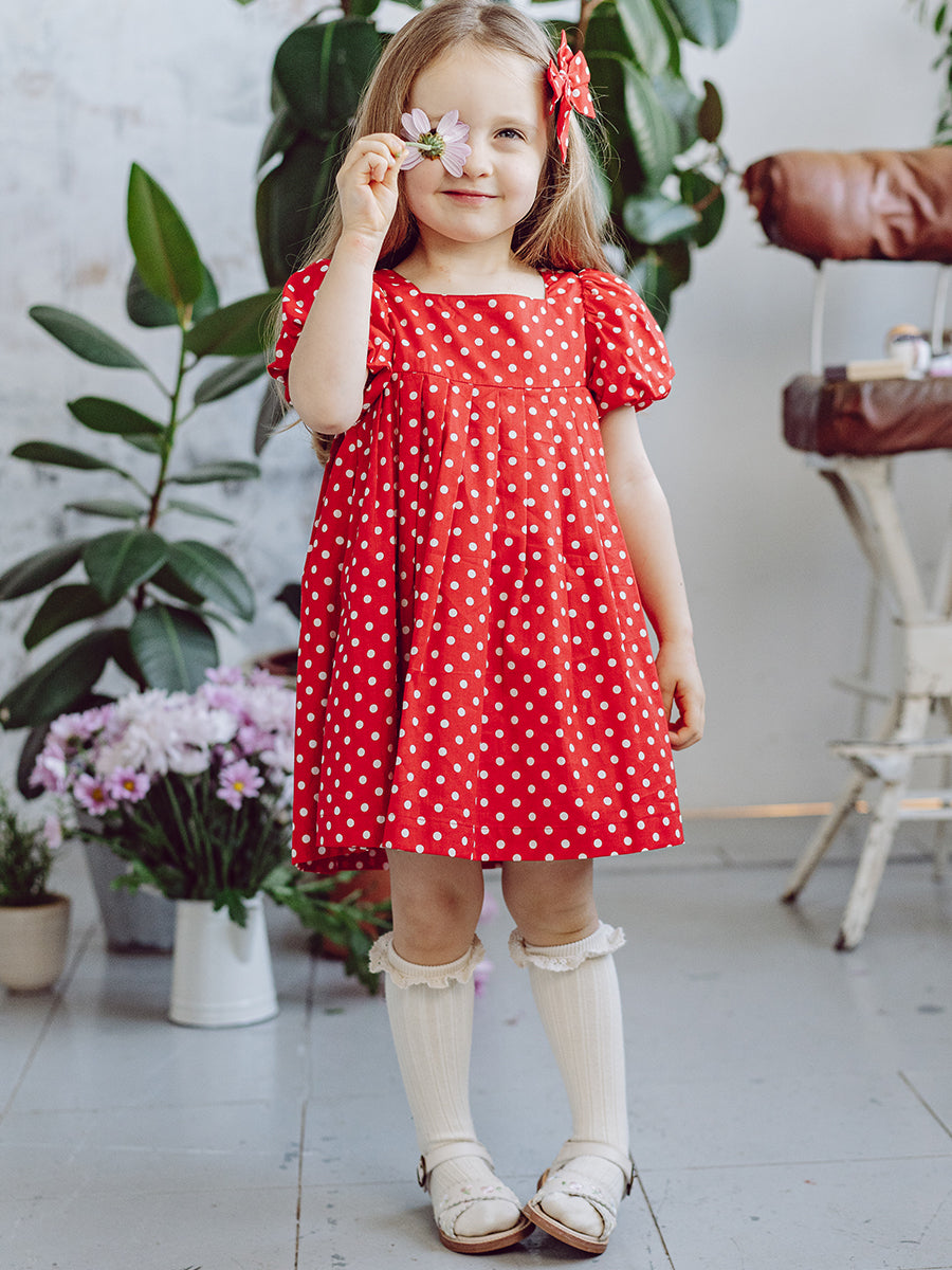 Harrogate Polka Dot Dress, Red Polka – Happyology