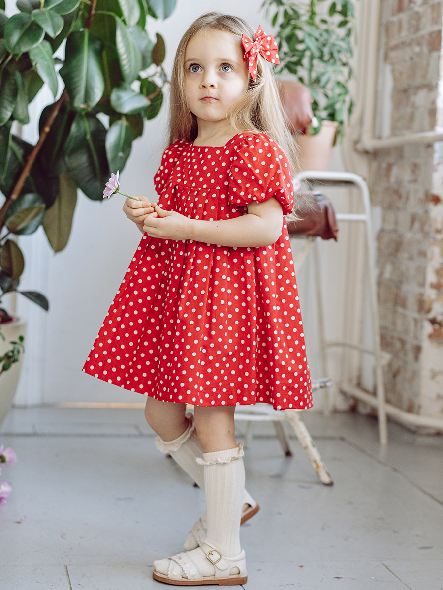 Harrogate Polka Dot Dress, Red Polka – view 5