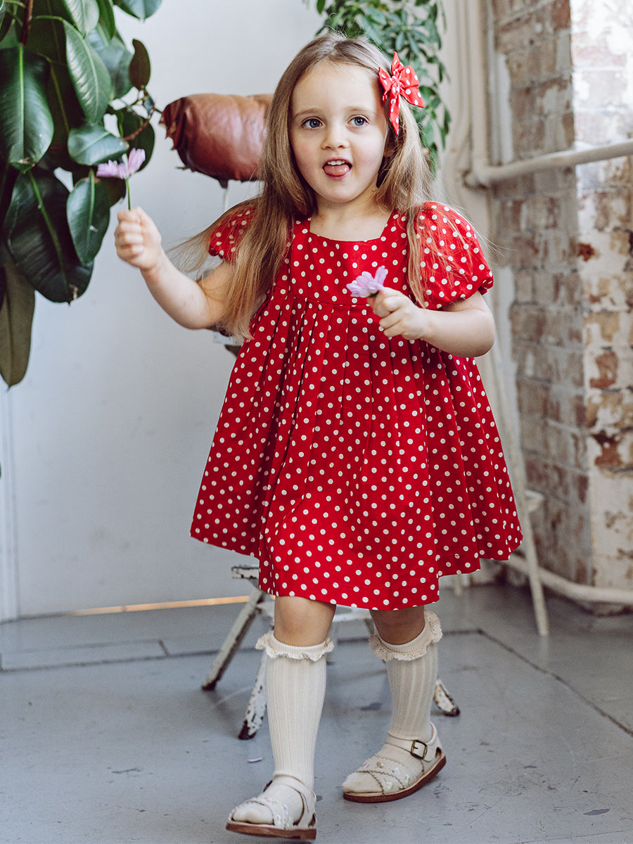 Harrogate Polka Dot Dress, Red Polka – view 6