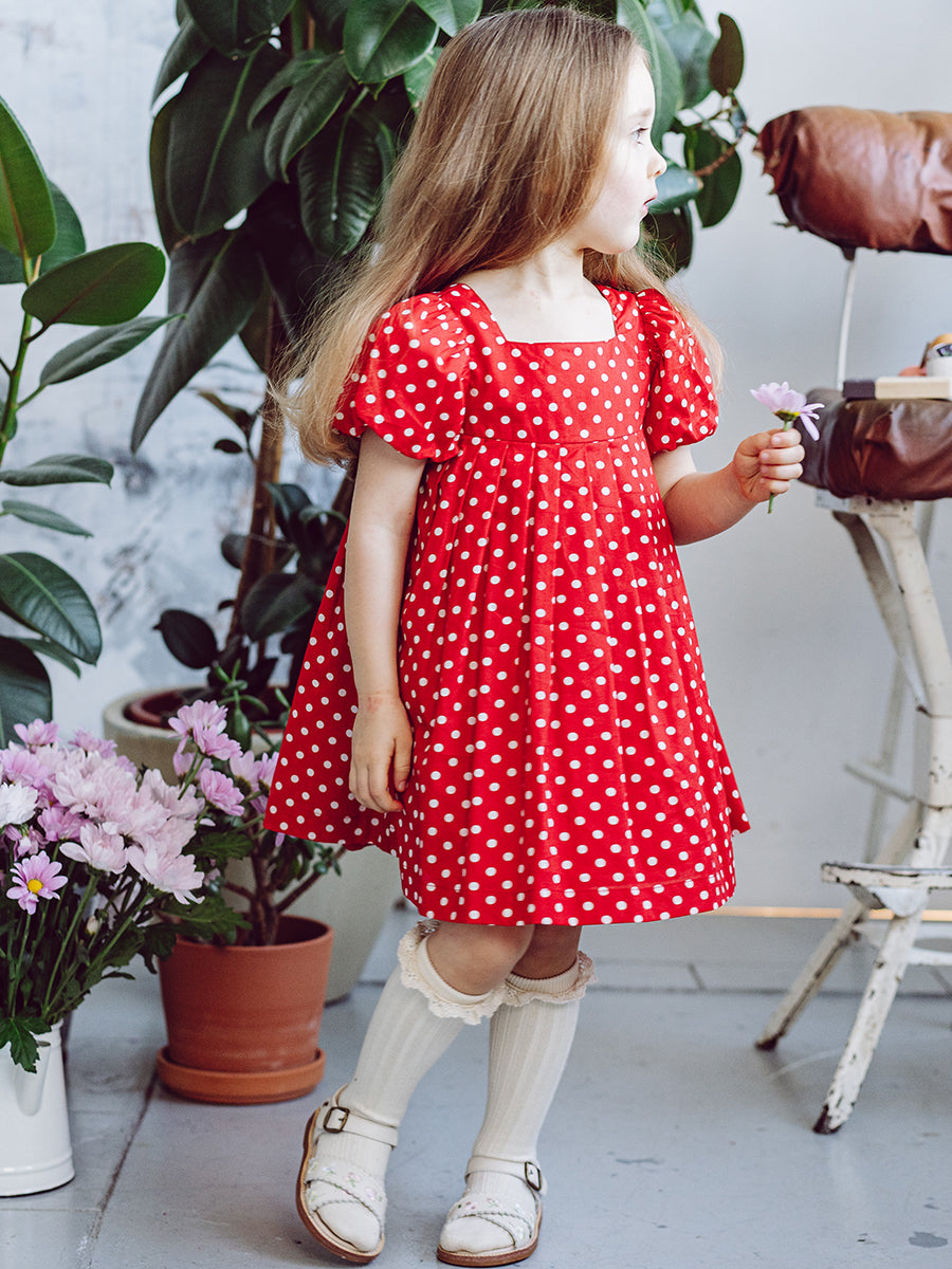 Harrogate Polka Dot Dress, Red Polka – view 7