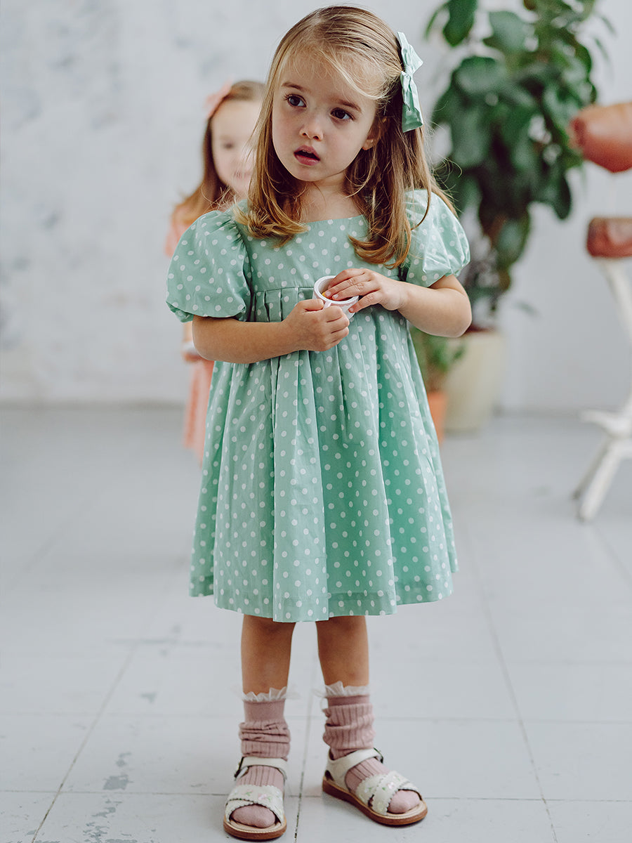 Harrogate Polka Dot Dress, Green Polka – view 4