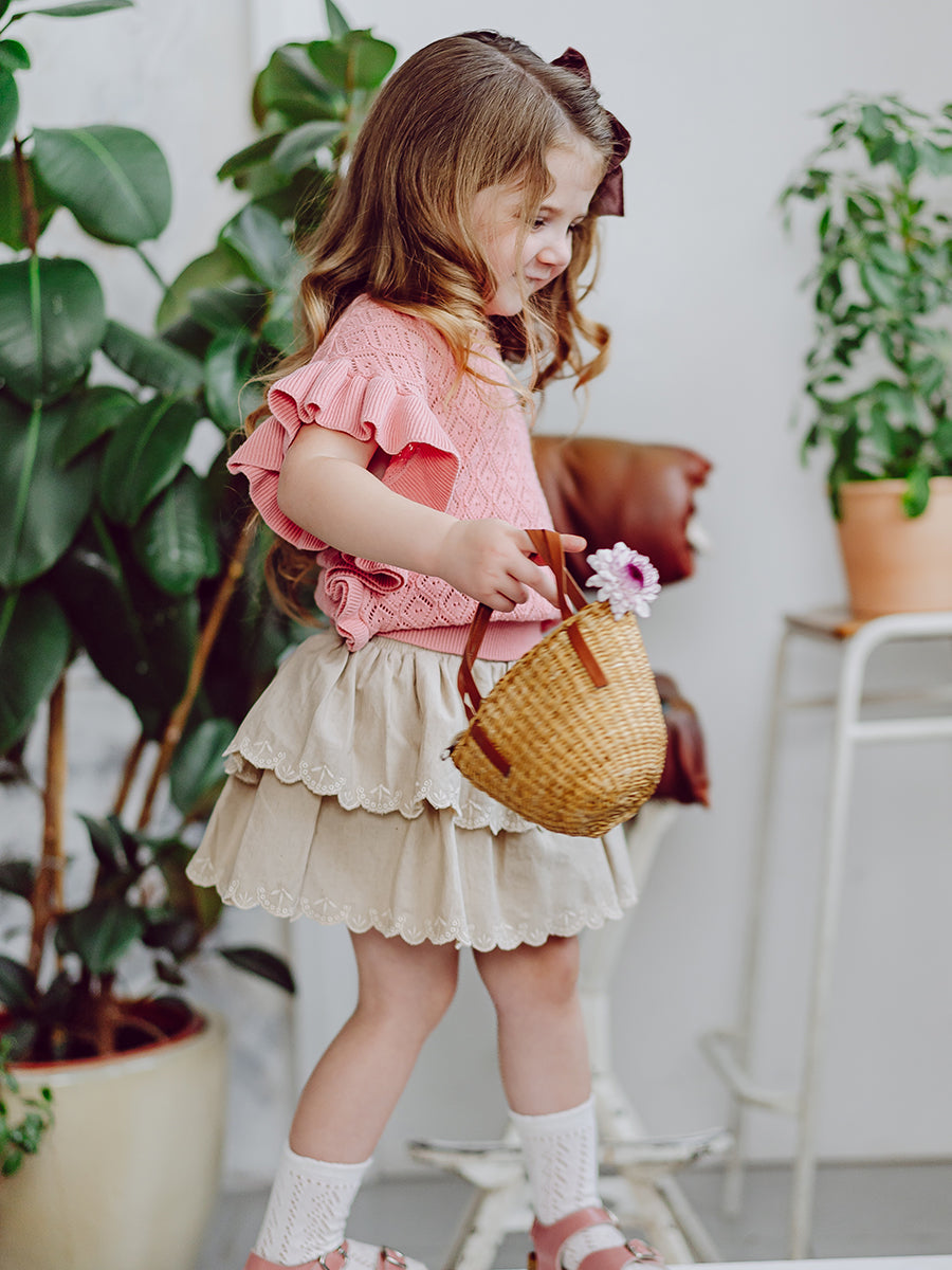 Preston Lace-Knit Top, Dusty Pink – view 4