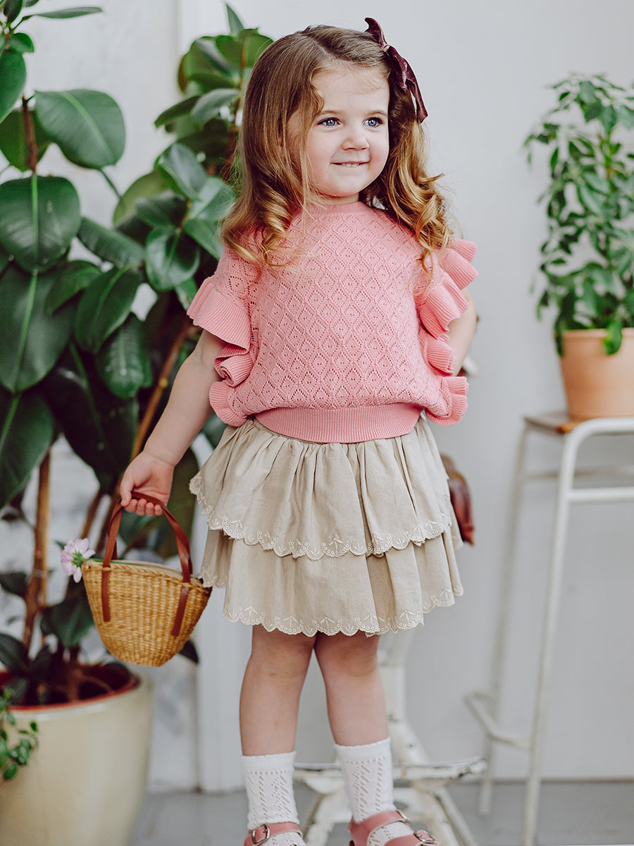 Preston Lace-Knit Top, Dusty Pink – view 5
