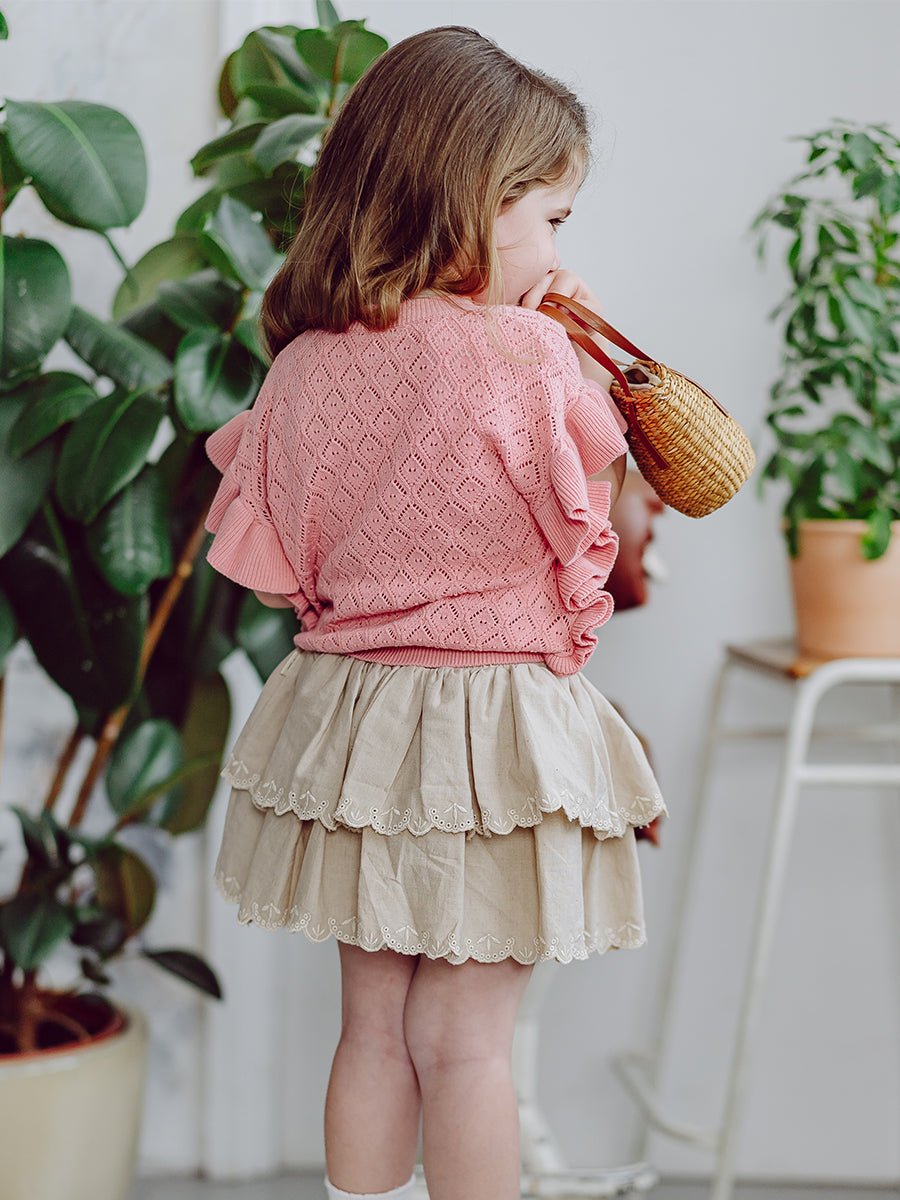 Preston Lace-Knit Top, Dusty Pink – view 6