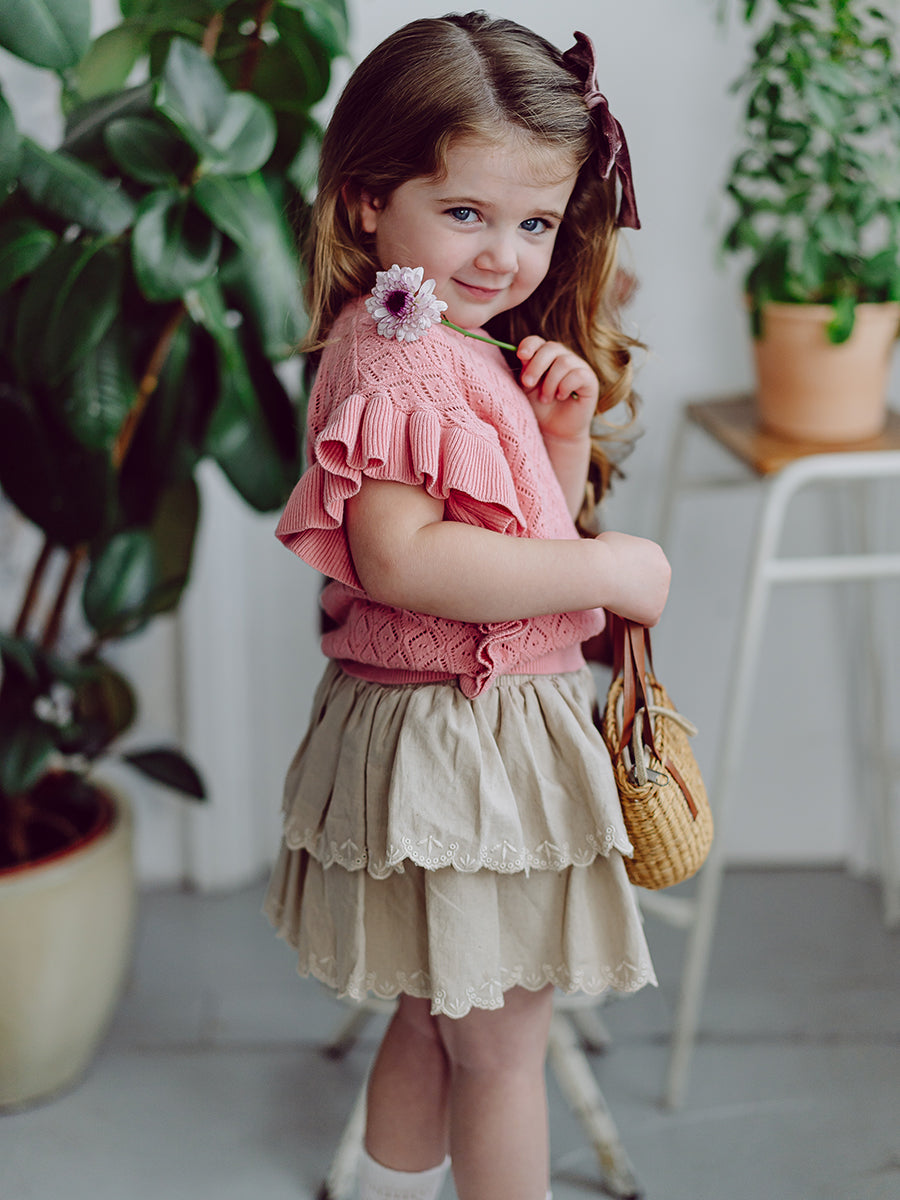 Preston Lace-Knit Top, Dusty Pink – view 7