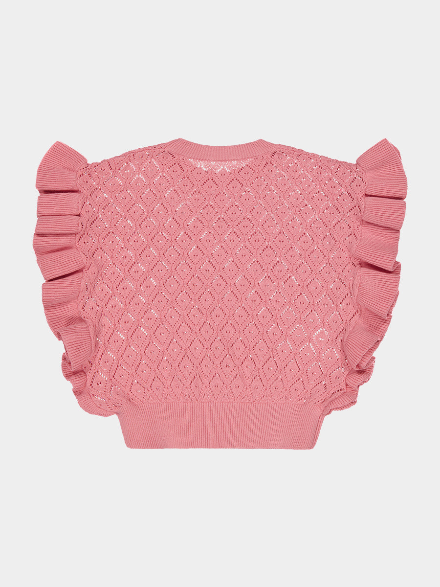 Preston Lace-Knit Top, Dusty Pink – view 8