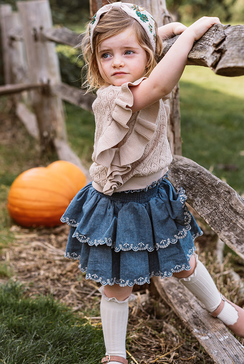 Preston Lace-Knit Top, Creme Brulee – Happyology