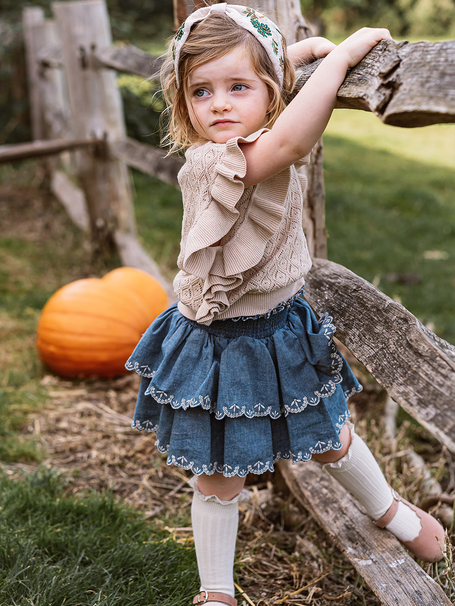 Preston Lace-Knit Top, Creme Brulee – Happyology