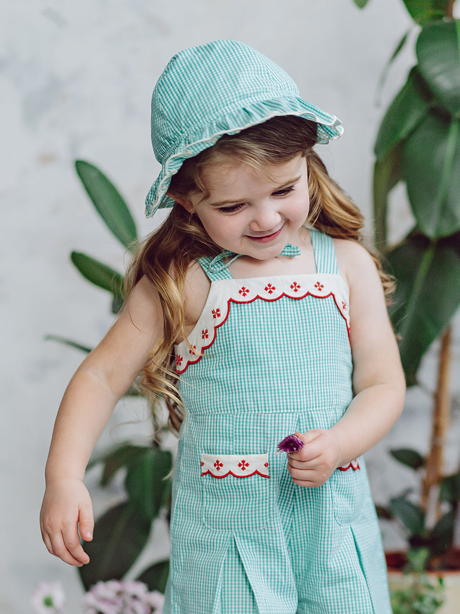 Santorini Sun Hat, Green Gingham – Happyology