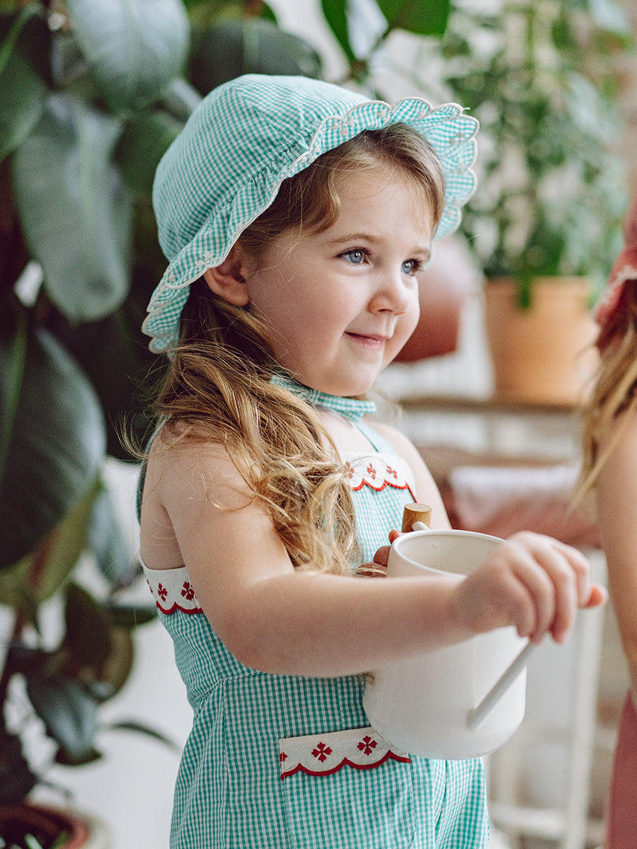 Santorini Sun Hat, Green Gingham – view 3