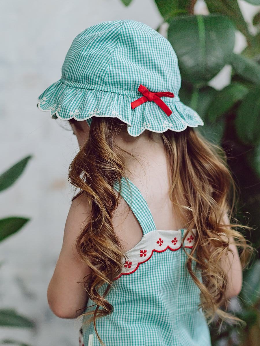 Santorini Sun Hat, Green Gingham – view 4