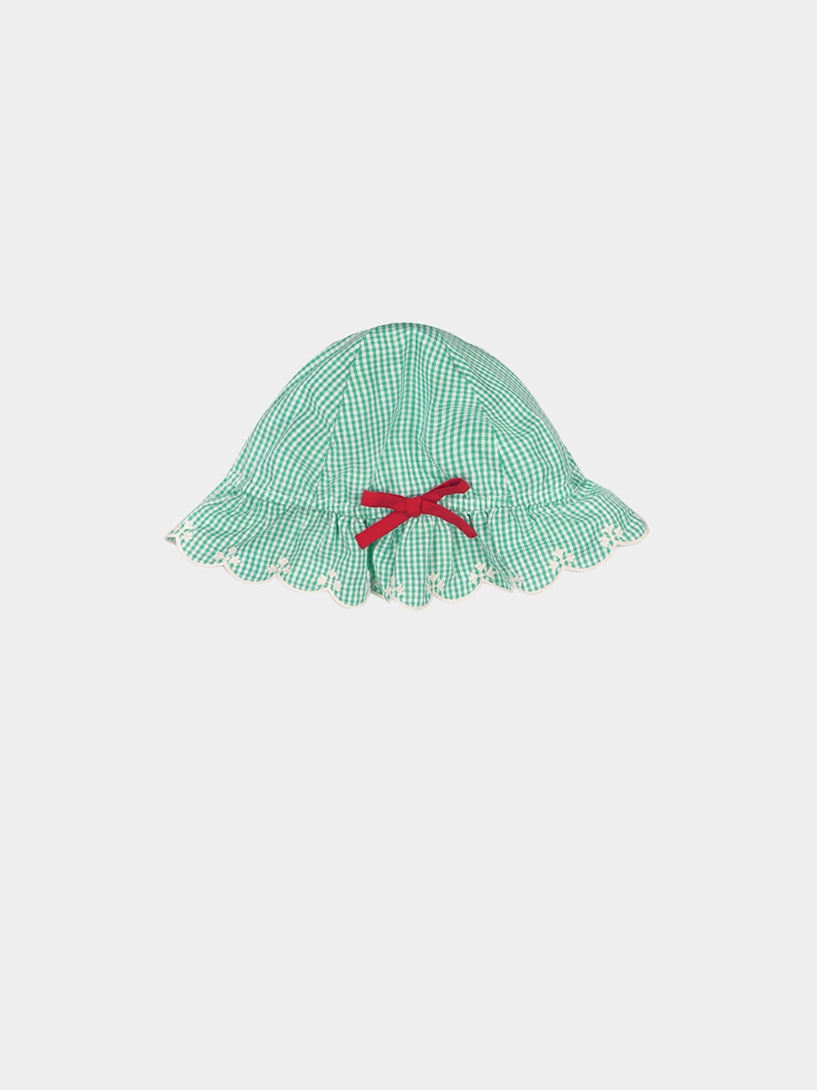 Santorini Sun Hat, Green Gingham – view 2
