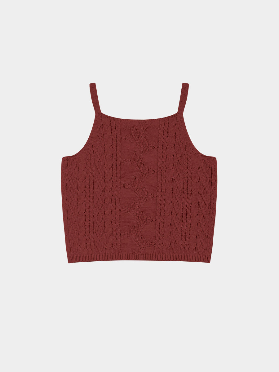 Samantha Knitted Camisole, Maple Red – view 8