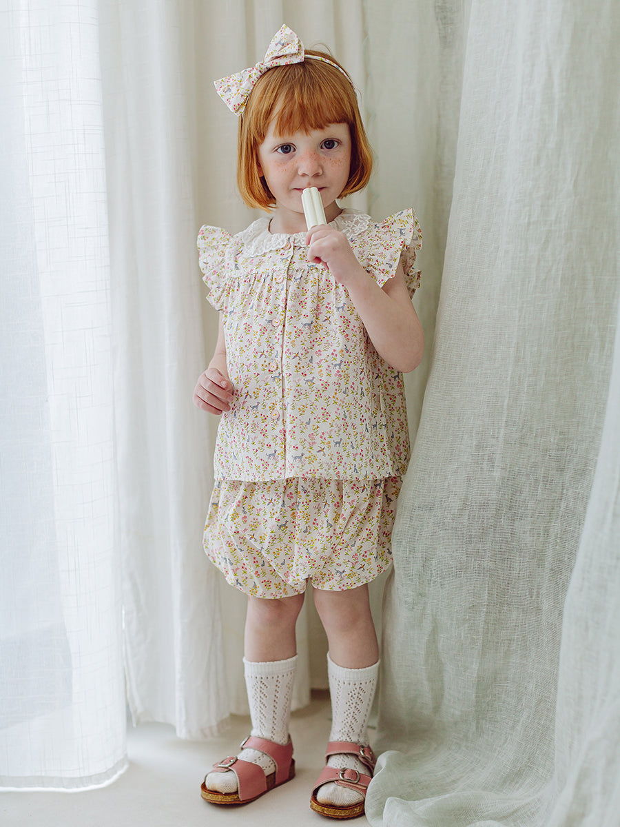 Copenhagen Lace Collar Top & Bloomers Set, Spring Forest – Happyology
