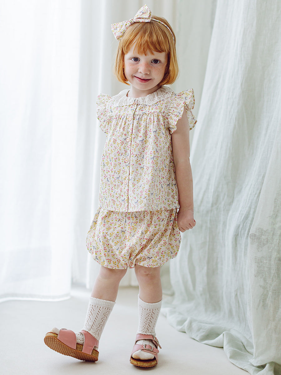Copenhagen Lace Collar Top & Bloomers Set, Spring Forest – view 7