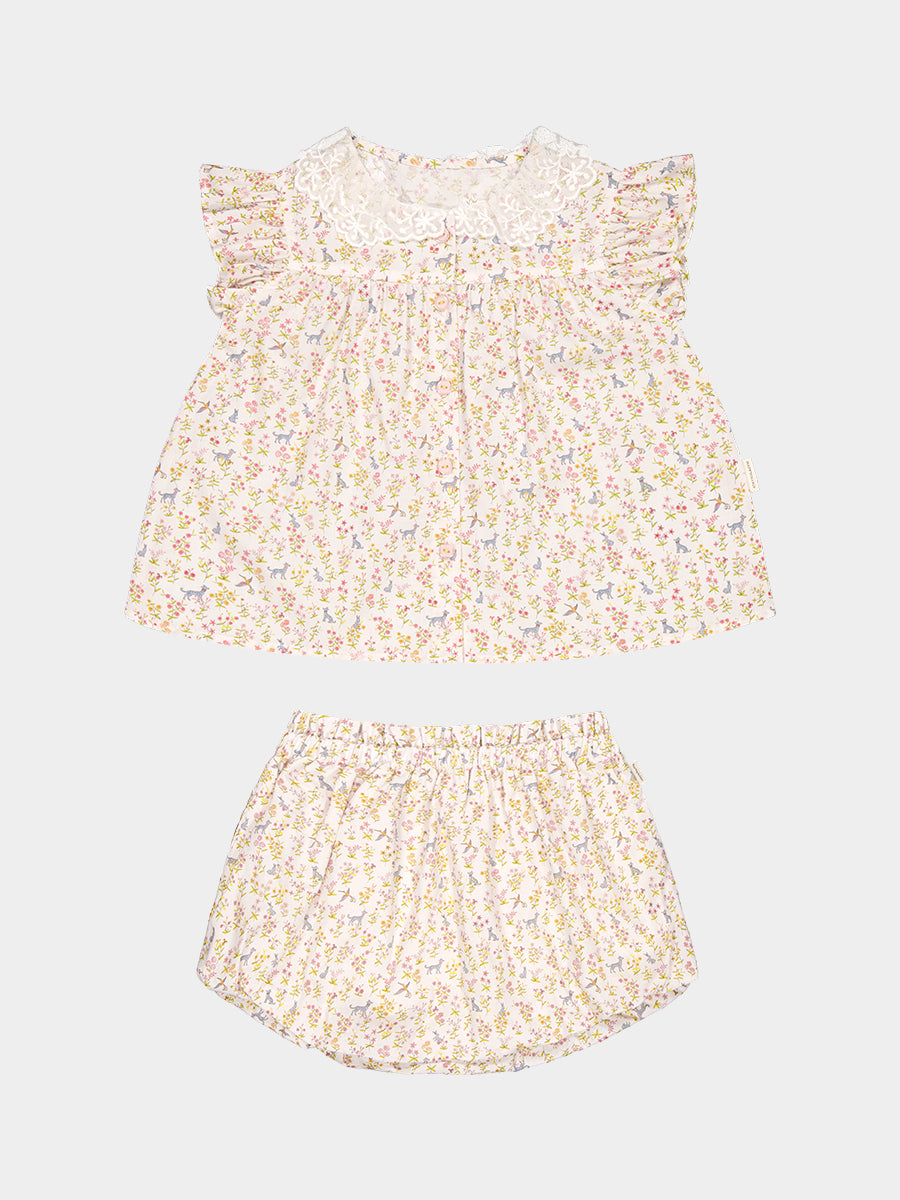 Copenhagen Lace Collar Top & Bloomers Set, Spring Forest – view 2