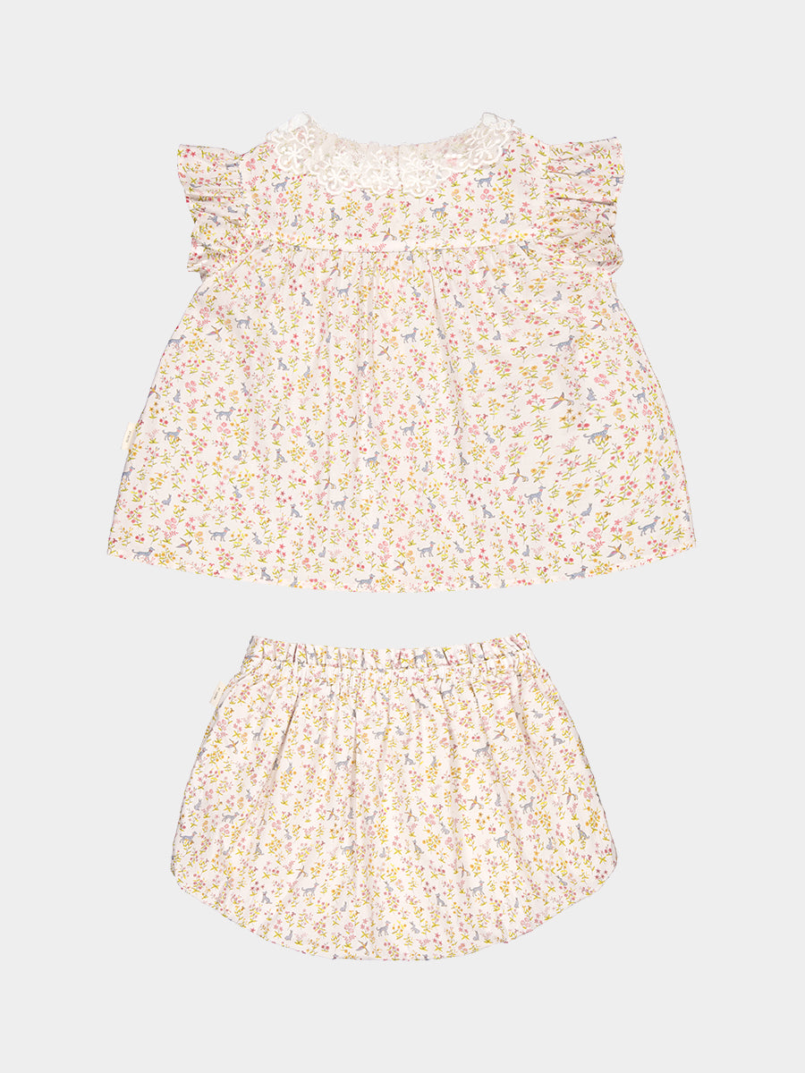 Copenhagen Lace Collar Top & Bloomers Set, Spring Forest – view 8