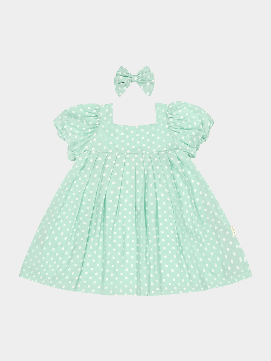 Harrogate Polka Dot Dress, Green Polka – view 2