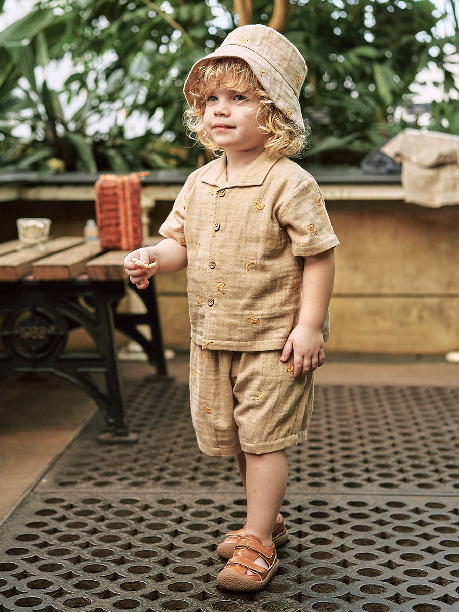 Krish Embroidered Sunhat, , Natural Linen – Happyology