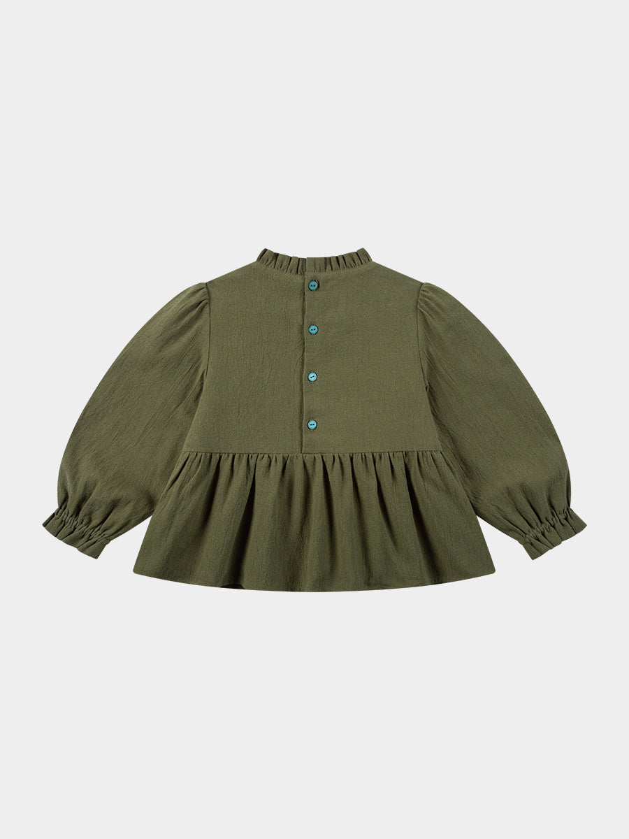 Janelle Hand-Embroidered Blouse, Acacia Green – view 8