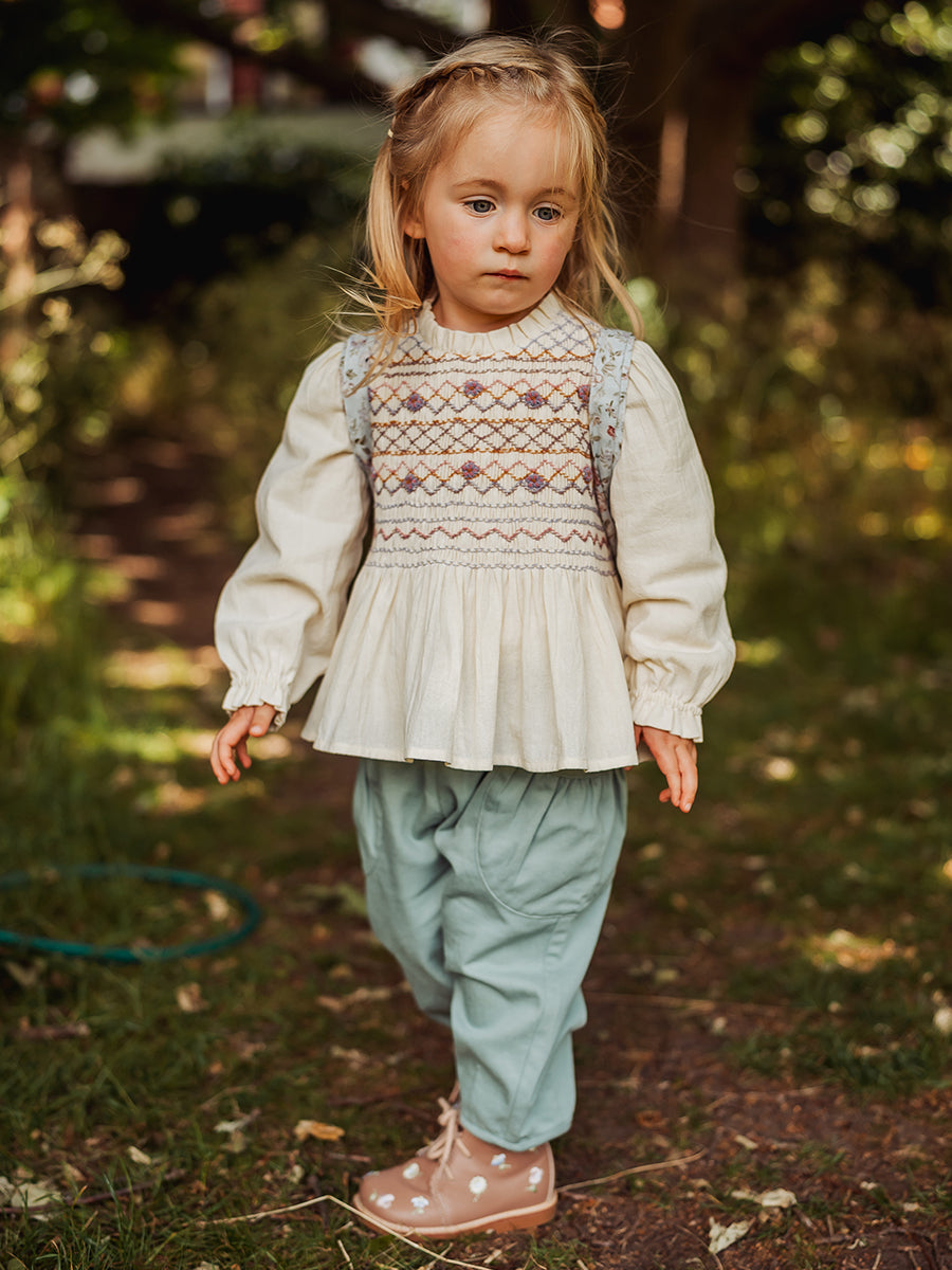 Janelle Hand-Embroidered Blouse, Cream – view 6
