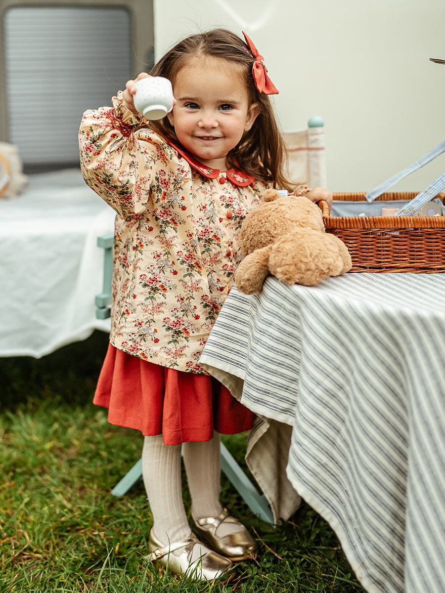 Harrogate Hand-Smocked Skirt, Apple Red – view 4