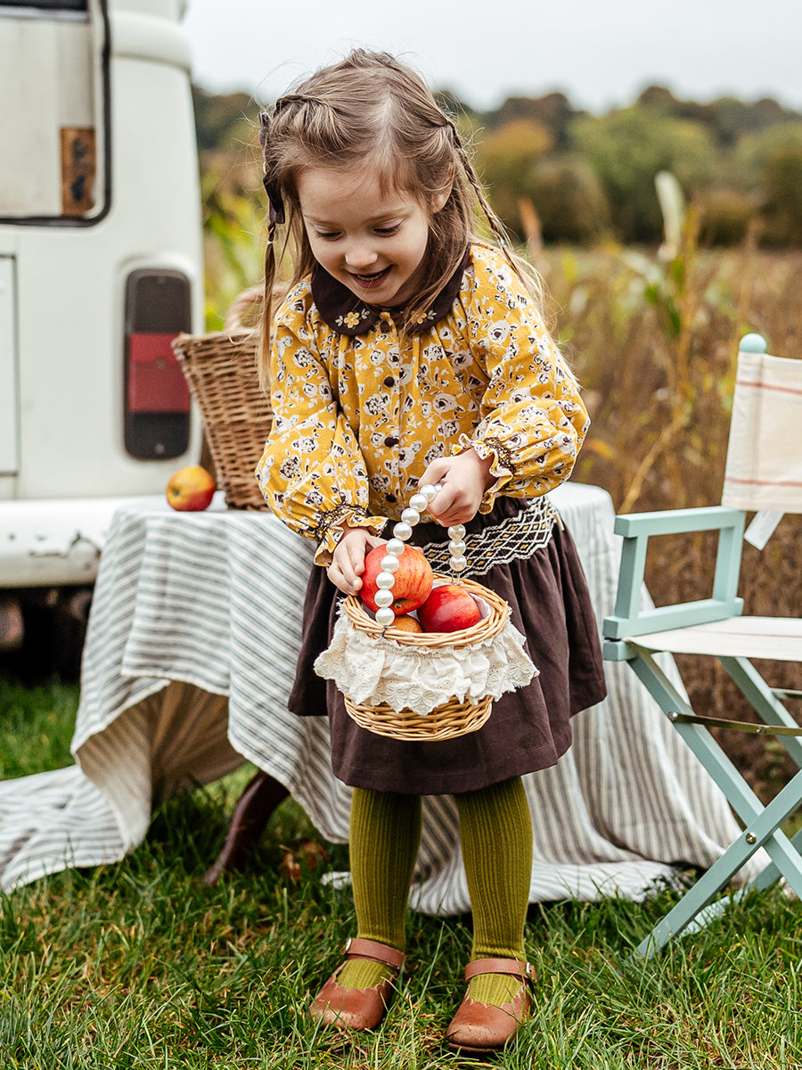 Harrogate Hand-Smocked Skirt, Dark Chestnut – view 4