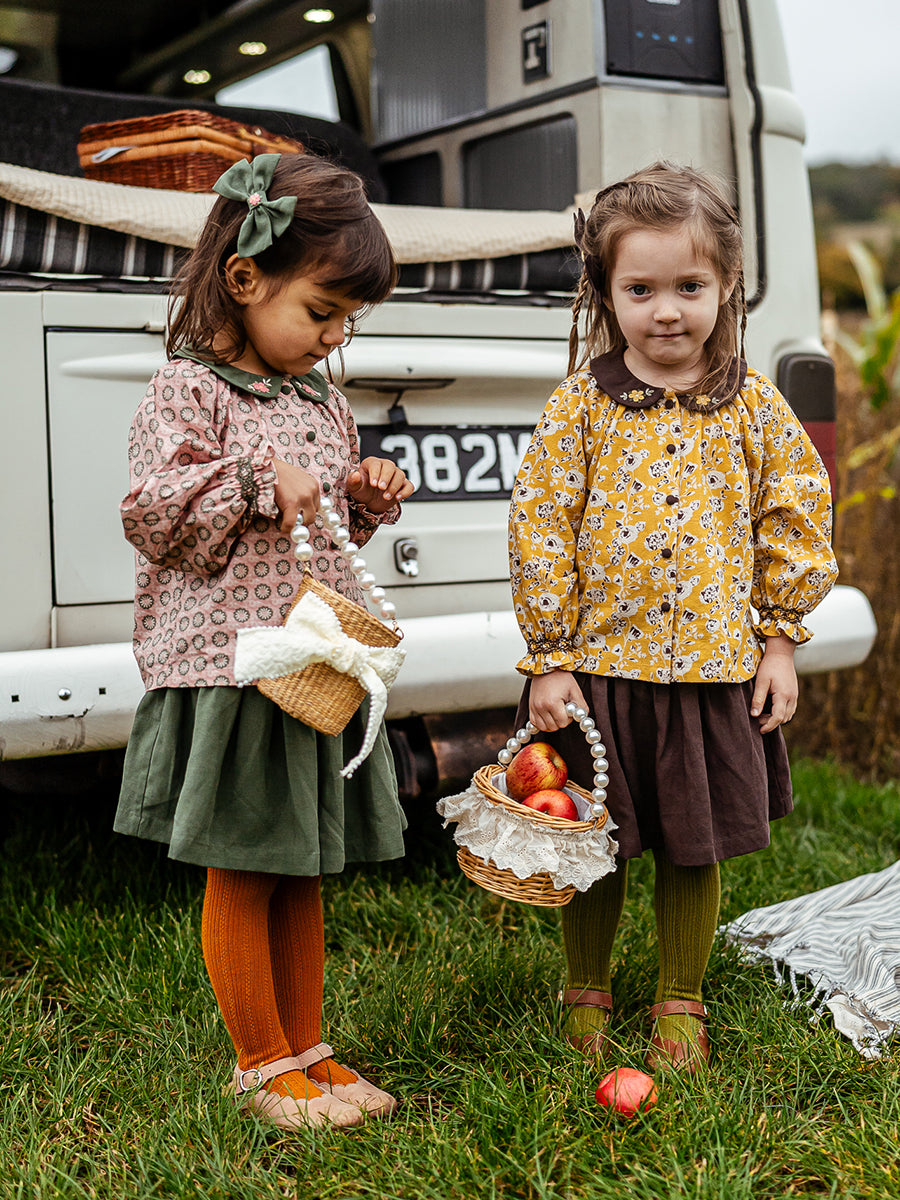 Harrogate Hand-Smocked Skirt, Dark Chestnut – view 5