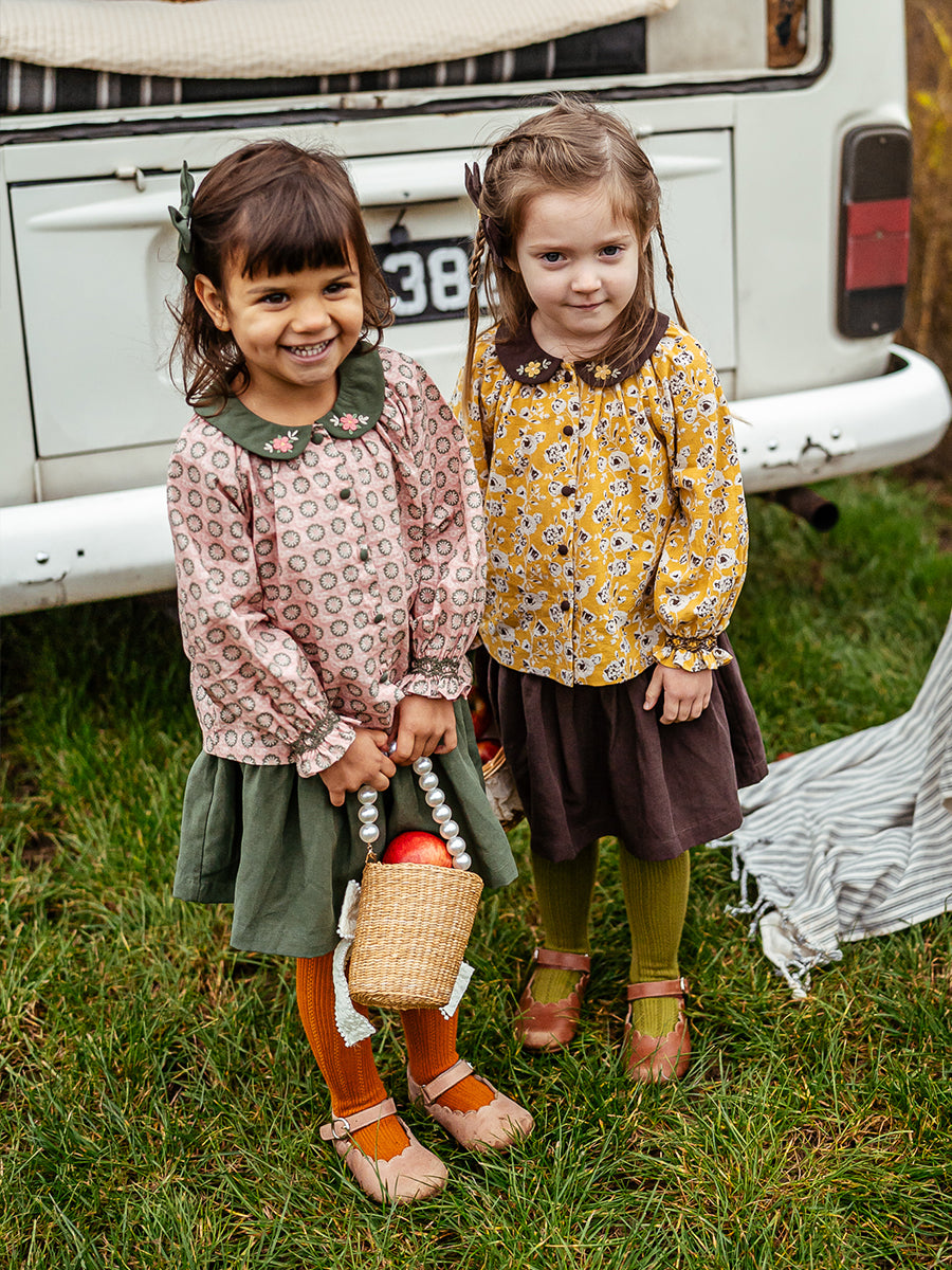 Harrogate Hand-Smocked Skirt, Dark Chestnut – view 6