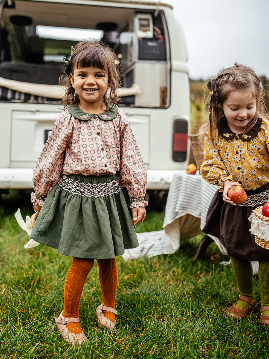 Harrogate Hand-Smocked Skirt, Green Tea – view 5