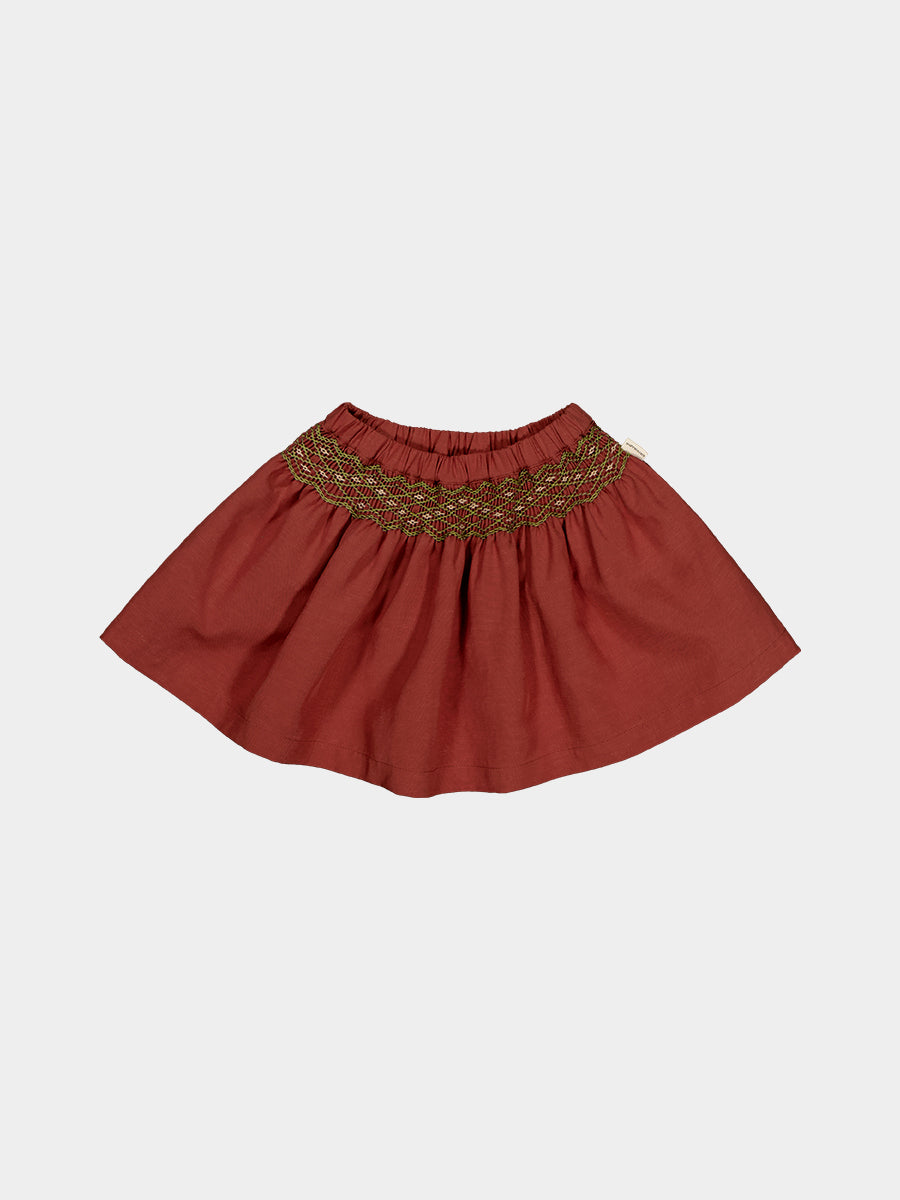 Harrogate Hand-Smocked Skirt, Apple Red – view 2