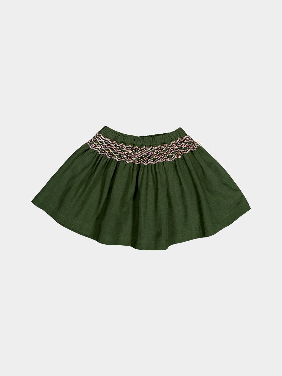 Harrogate Hand-Smocked Skirt, Green Tea – view 2