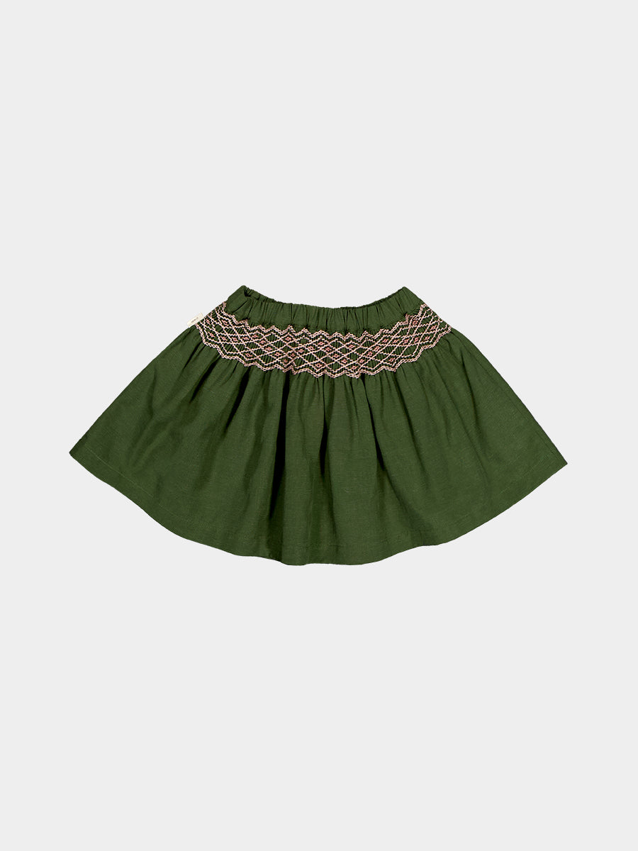 Harrogate Hand-Smocked Skirt, Green Tea – view 8