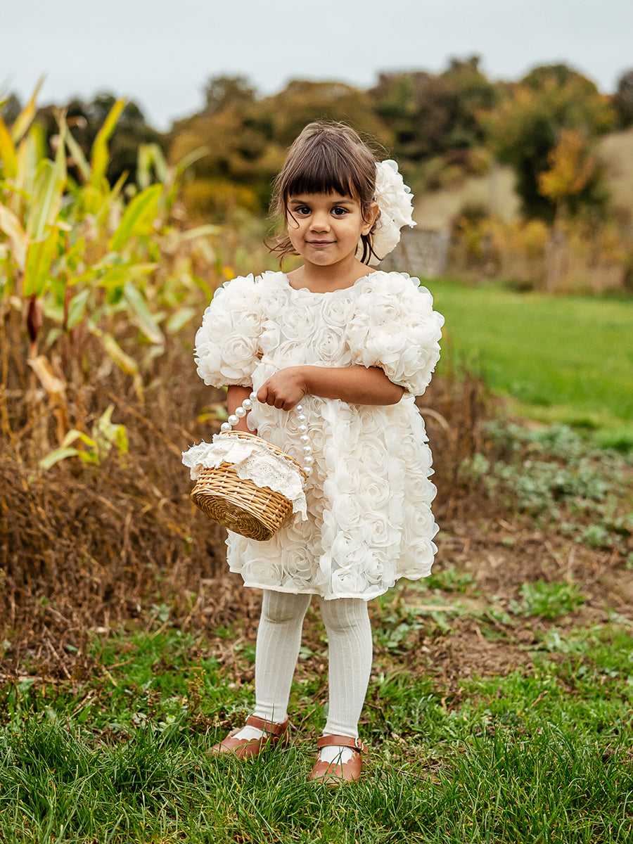 Lancaster Embroidered Dress, Almond White – Happyology