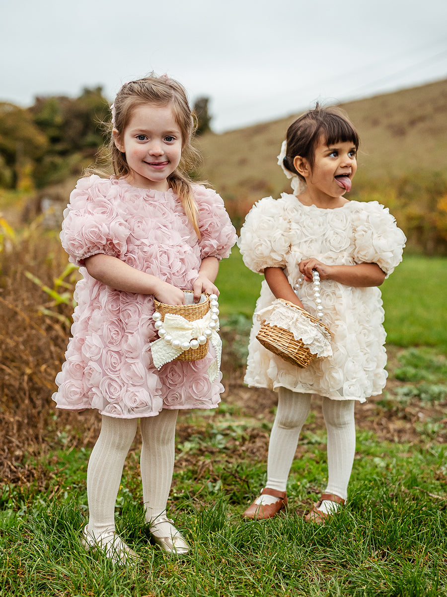 Lancaster Embroidered Dress, Almond White – view 4