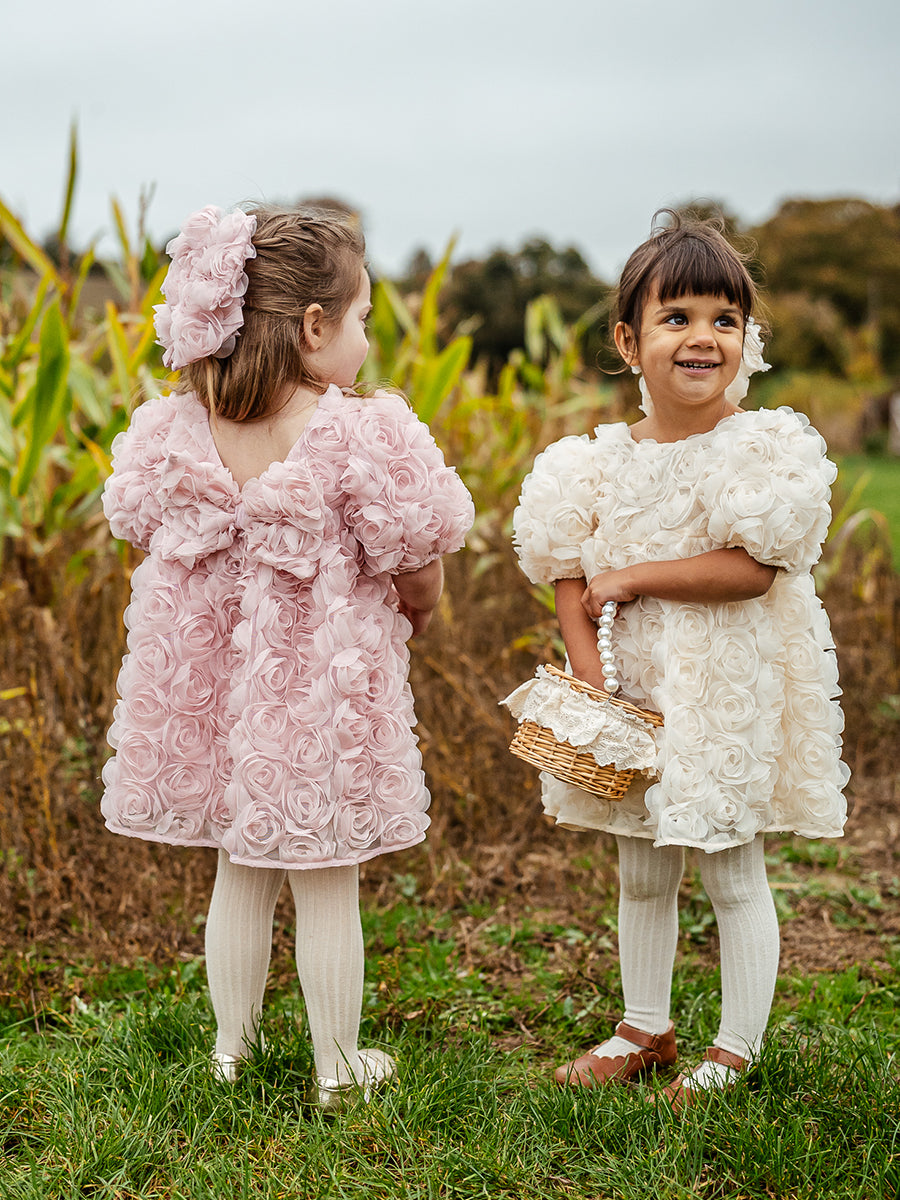 Lancaster Embroidered Dress, Almond White – view 5